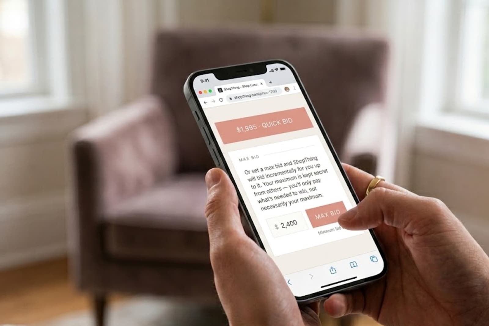 Placing a quick bid or max bid from a phone